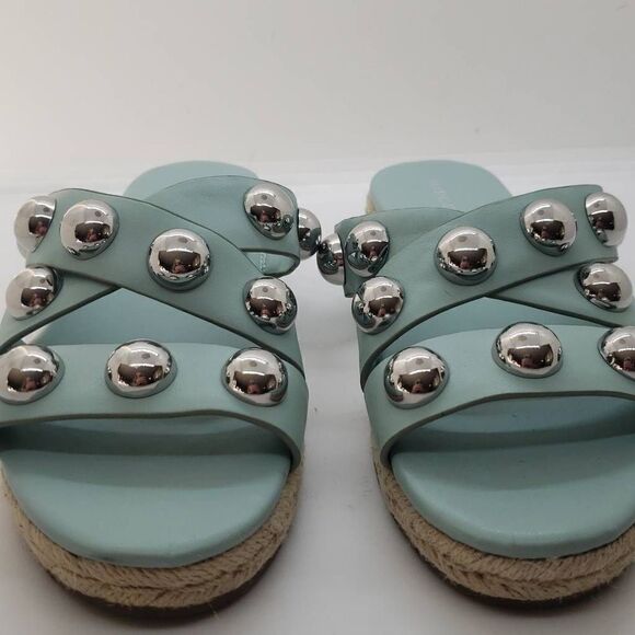 Marc Fisher Women Sandal Prisca Slip On Studded Espadrille Blue Size 6 - Picture 5 of 9